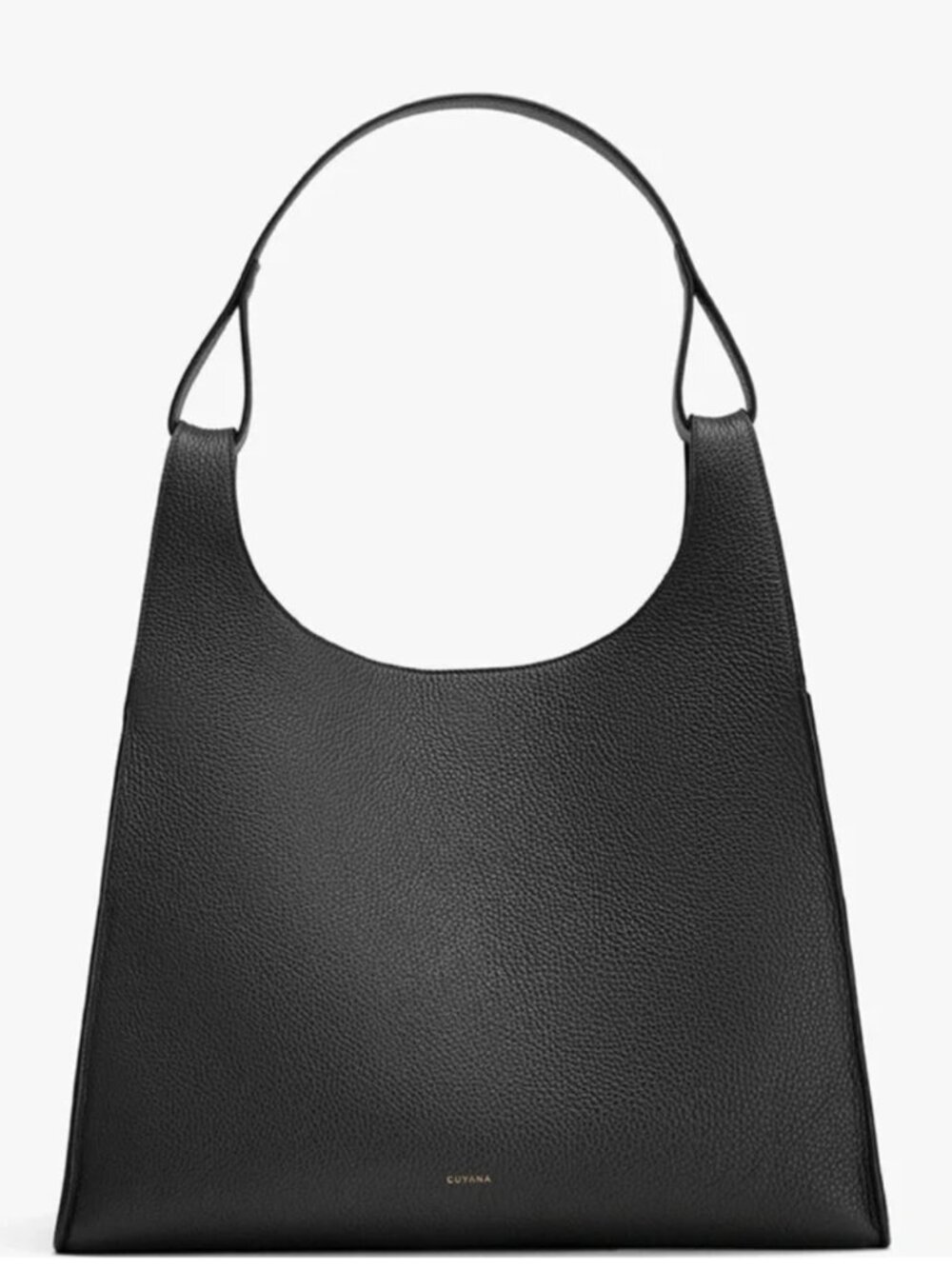 Cuyana Oversized Double Loop Bag in Black Pebbled Leather
